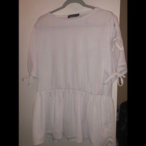 WHITE COLD SHOULDER FLARE TOP